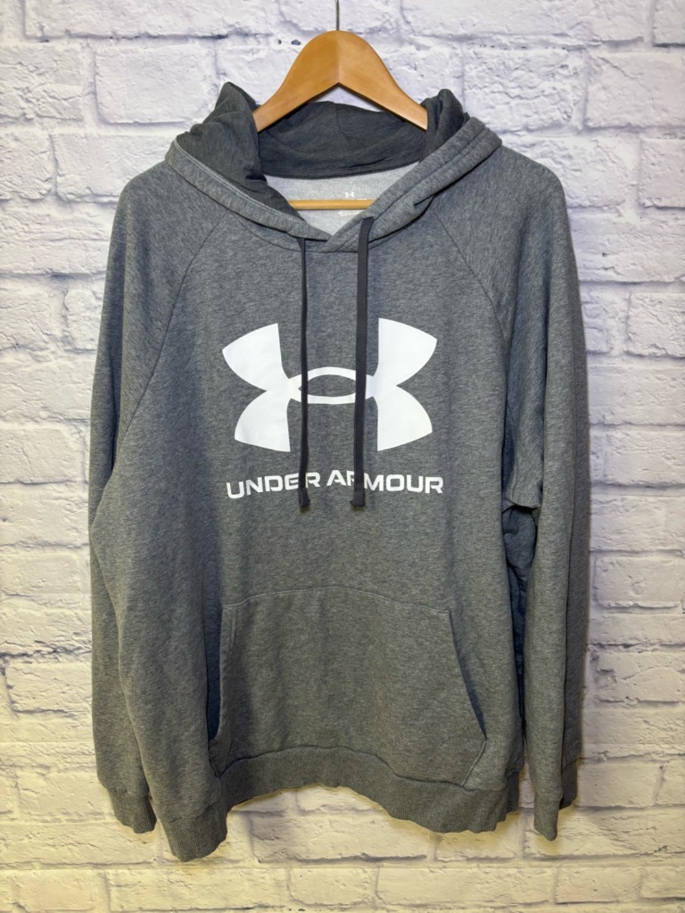 Under Armour Hoodie Sweatshirt Mens XXL Loose Fit Gray Big Logo Fleece